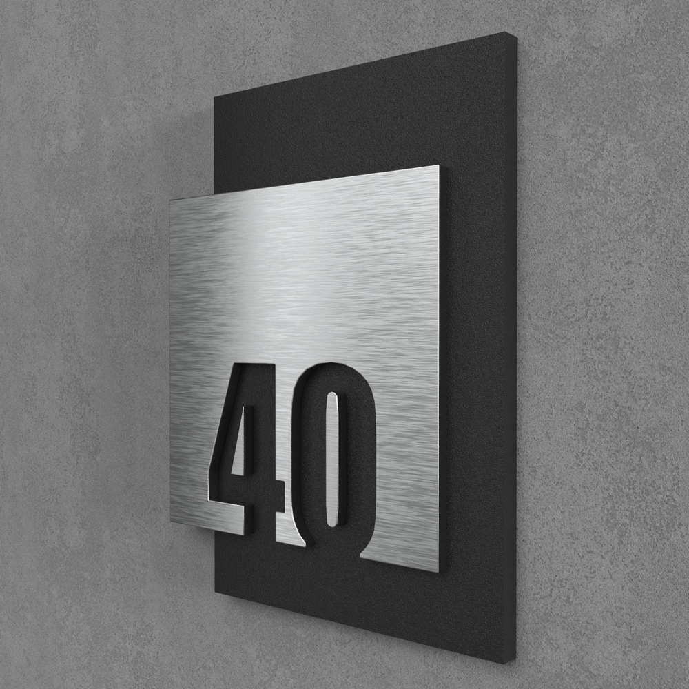 Цифры на дверь квартиры, табличка самоклеящаяся номер 40, 15х12см, царапанное серебро  #1