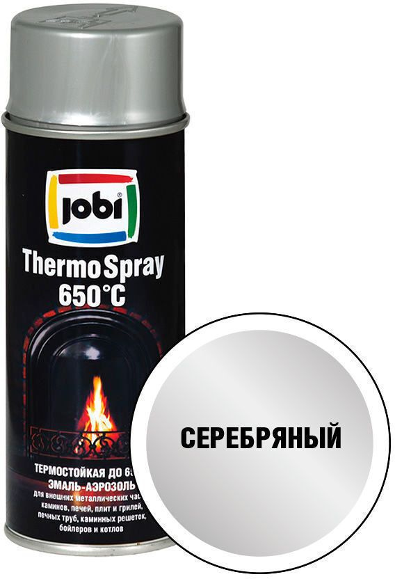 JOBI Аэрозольная краска Термостойкая, Полуматовое покрытие, 0.4 л, 0.4 кг, серебристый  #1