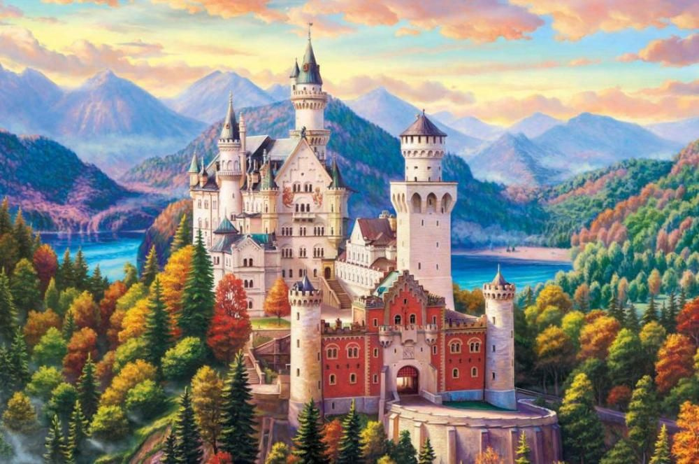 Пазл Рыжий кот 1000 деталей: Замок Нойшванштайн (Neuschwanstein) #1