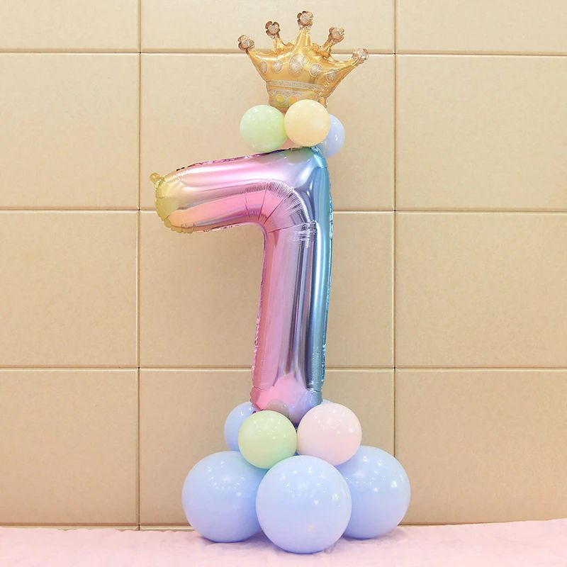 Набор надувных шаров с цифрами и короной "Розовая принцесса"  #1