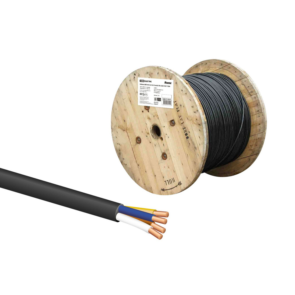 Электрический провод, Силовой кабель, Кабель ВВГнг(А)-LS 4х10 ок(N, PE)-0,66 ГОСТ, TDM SQ01170310 (1 #1