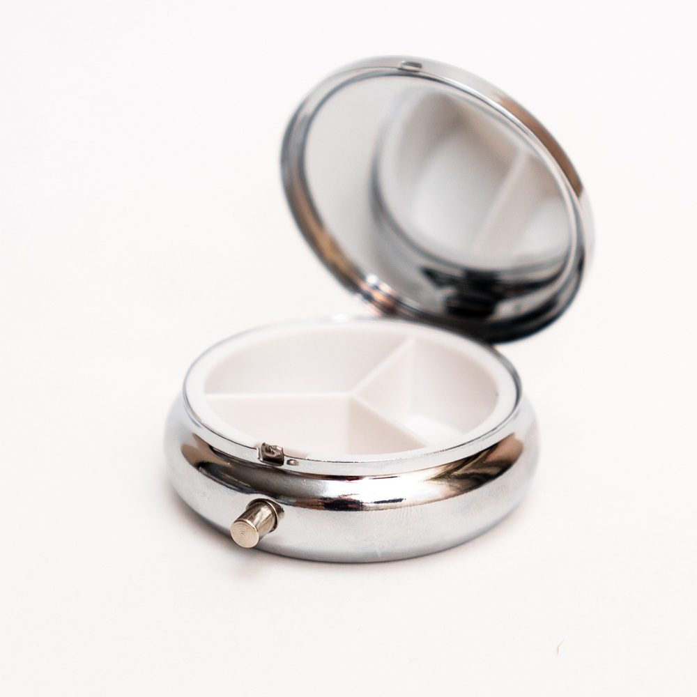 Таблетница круглая металлическая с зеркалом - купить по выгодной цене в ...