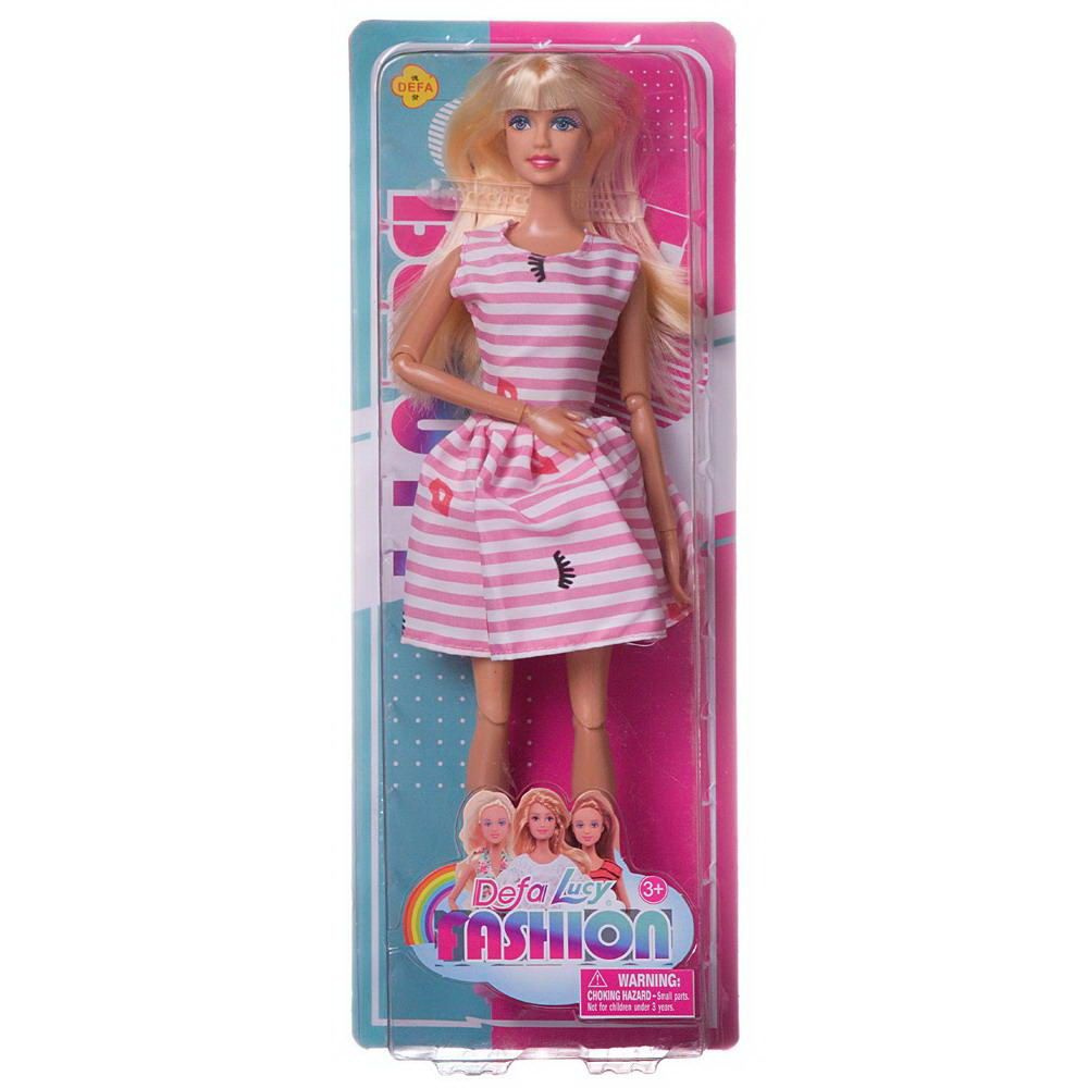Кукла Defa Lucy Модная девушка, в розово-белом полосатом платье, 28см  #1