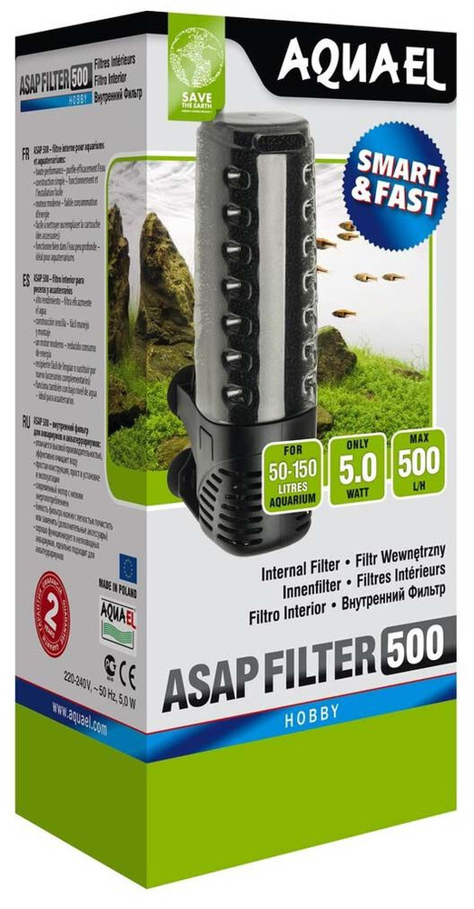 Aquael внутренний фильтр ASAP FILTER 500, 50-150 л (500 л/ч, 5 Вт) #1