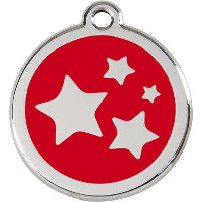 Адресник S (d20 мм) Красный со звездами #1