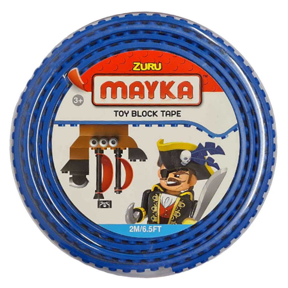 Гибкая лента-скотч для конструкторов Zuru "Mayka" 2м/3см, силиконовая лента для минифигурок синяя арт. #1