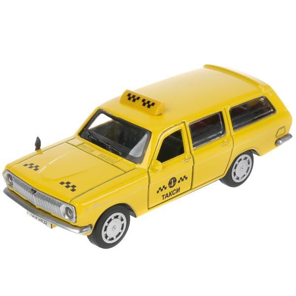 Металлическая машинка ГАЗ-2402 Волга такси, 12 см, желтый #1