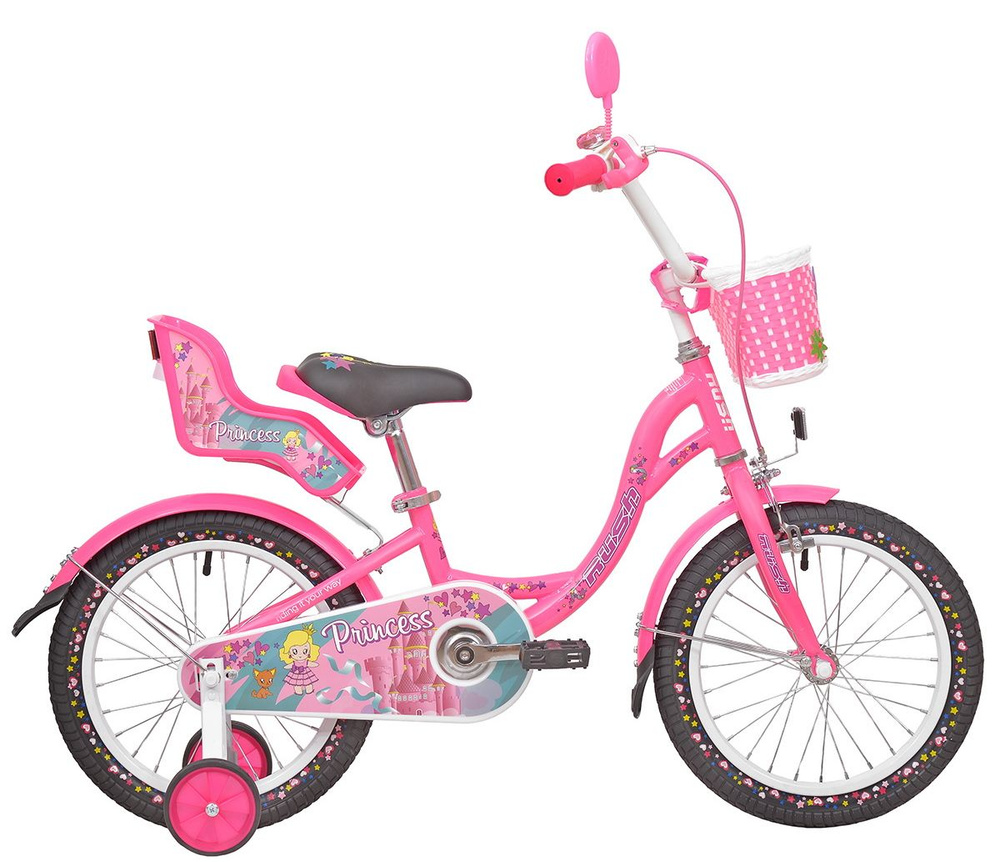 Велосипед двухколесный детский 16" дюймов RUSH HOUR PRINCESS рост 110-125 см для девочки розовый. Для #1