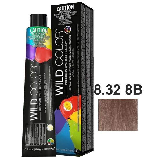 WILD COLOR Крем-краска 8.32 8B PERMANENT COLOR для окрашивания волос светлый бежевый блондин, 180 мл #1