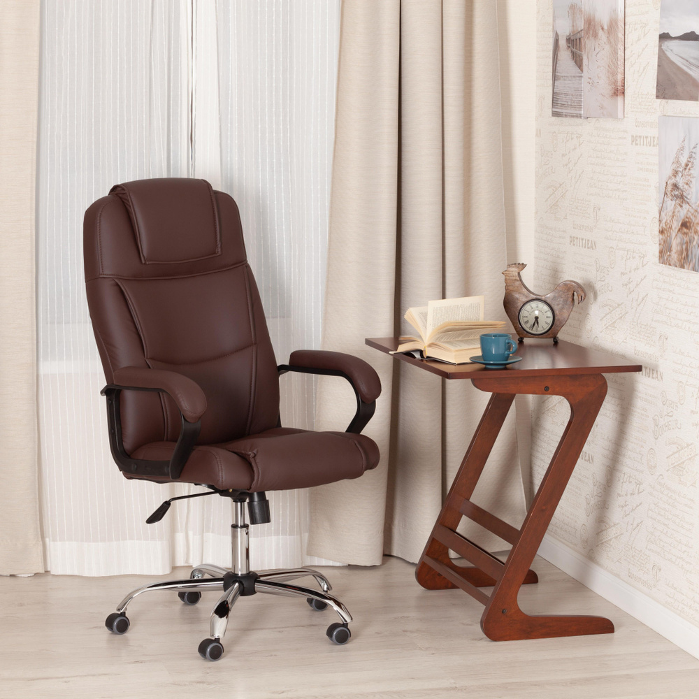 TetChair Офисное кресло BERGAMO хром (22), коричневый #1