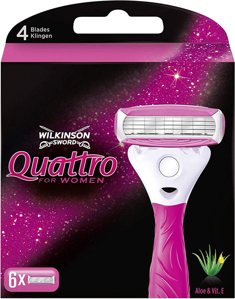 Wilkinson Sword / Schick Quattro for Women Aloe / Сменные кассеты для женской бритвы Quattro ( 6 шт) #1