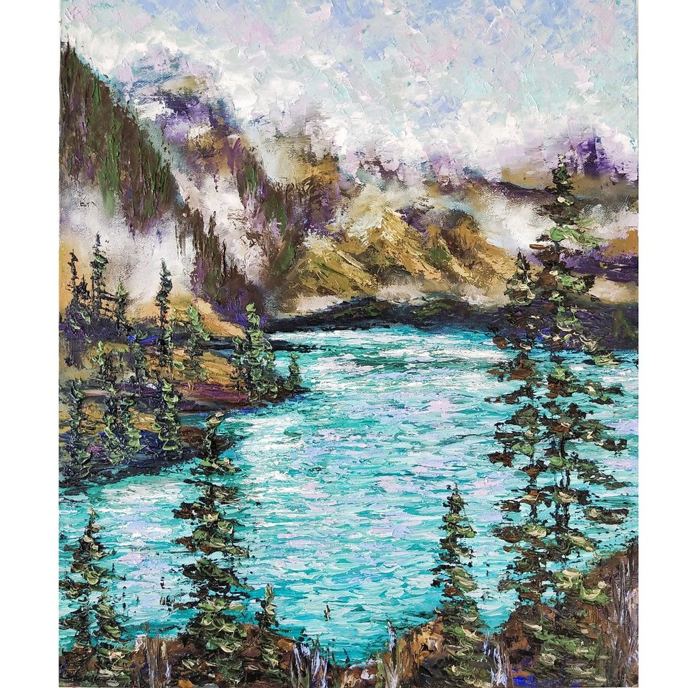 Картина маслом "Озеро Морейн" на холсте 60х50 см., авторская  #1