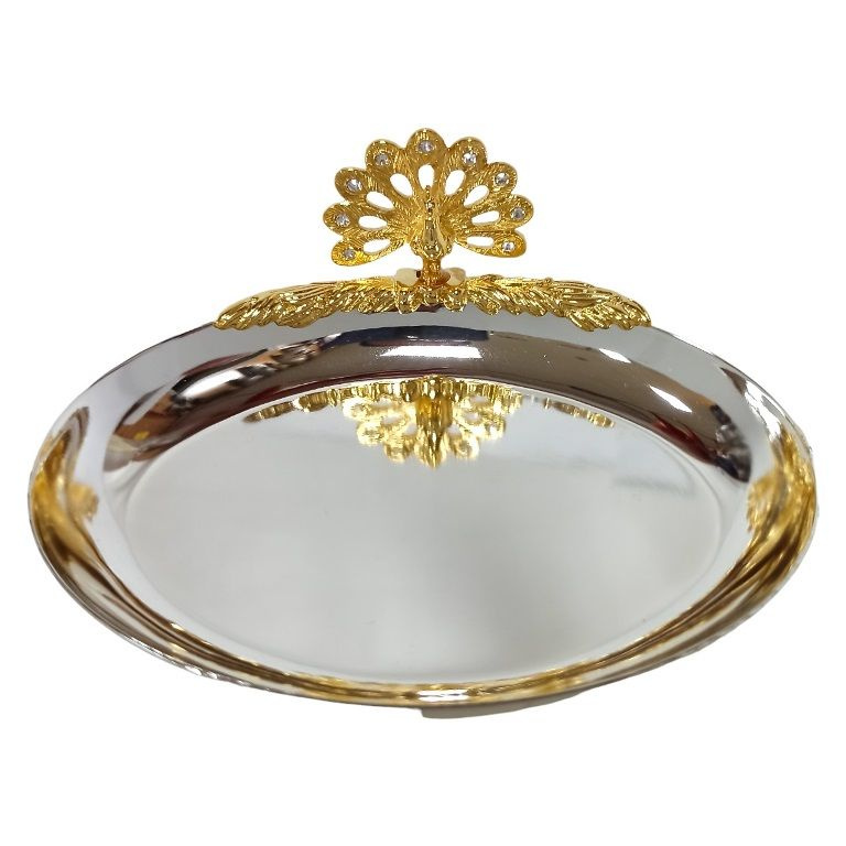 Сувенир с кристаллами Swarovski 1158 Блюдце для колец с Павлином (овал) 12*9,5*4см  #1