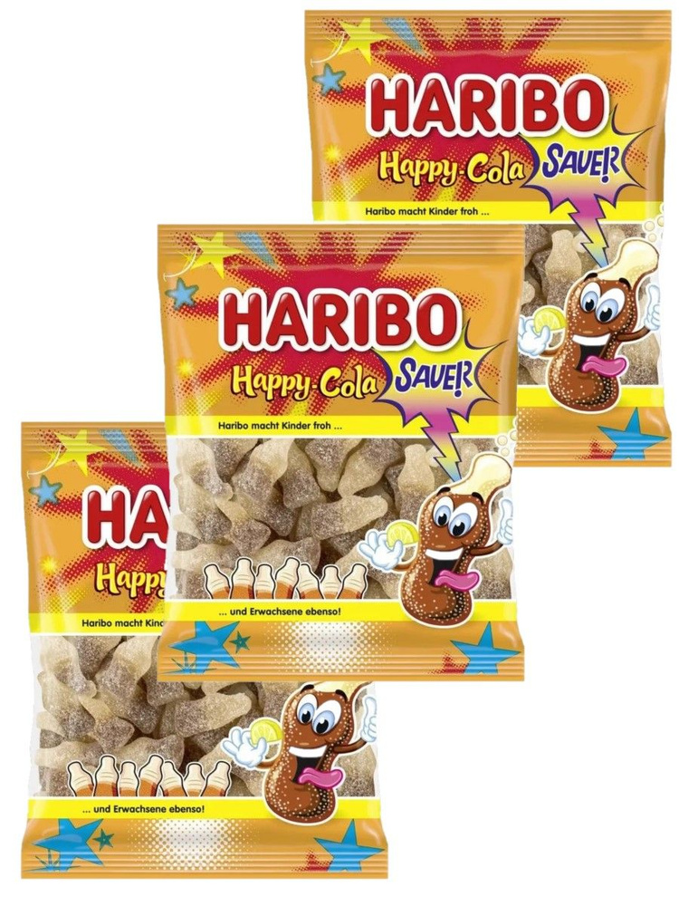 Мармелад жевательный HARIBO Харибо Happy Cola Sauer Счастливая кола кислая 3 шт по 175 г  #1