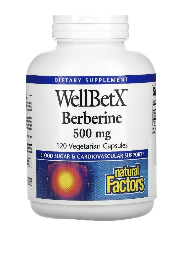 Берберин Натурал Факторс УэллБетИкс, Berberine WellBetX Natural Factors, 500 мг, 120 капсул  #1