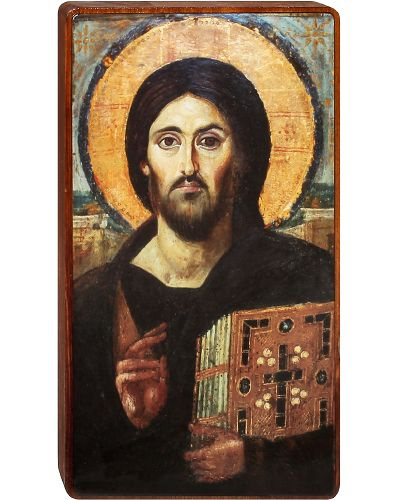 Икона на деревянной основе Иисуса Христа "Спас Синайский" (13,8*7,5*1,8 см).  #1