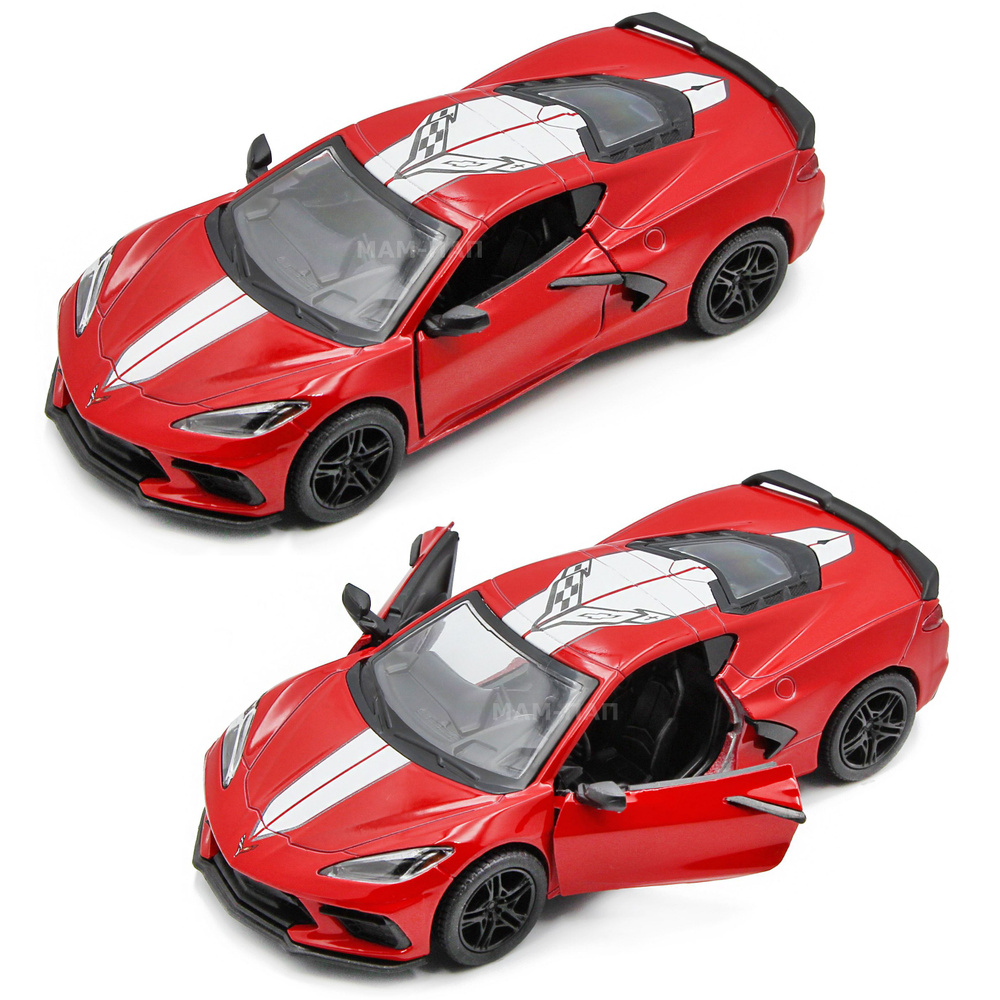 Машинка металлическая Kinsmart 1:36 2021 Chevrolet Corvette (Шевроле Корвет) 5432DFKT инерционная, двери #1