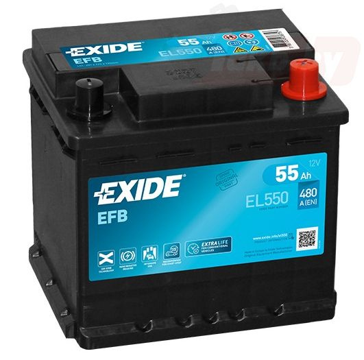 Аккумулятор автомобильный Exide Start-Stop EFB EL550 (55 A/h), 480A R+ #1