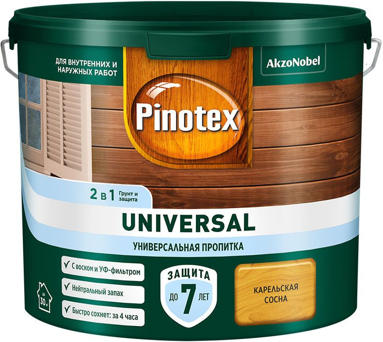 PINOTEX Universal универсальная пропитка для дерева 2в1 карельская сосна (2,5л)  #1