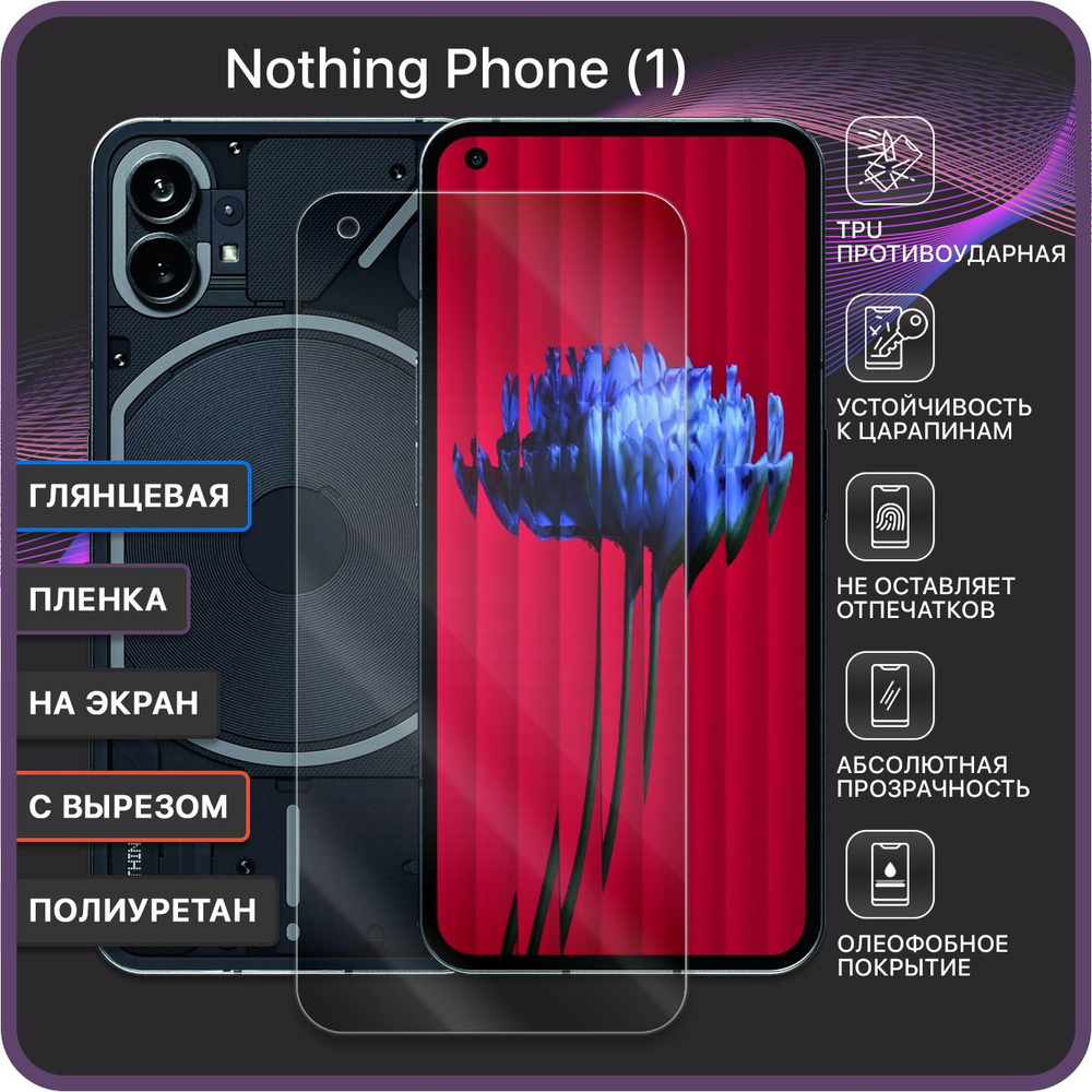 Гидрогелевая полиуретановая защитная пленка для Nothing Phone (1) / С вырезом под камеру - под чехол #1