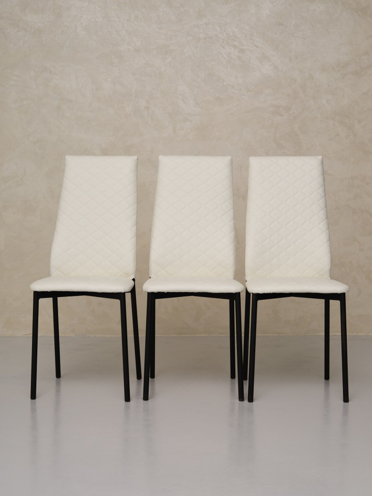 Стул Комплект стульев с мягким сиденьем и спинкой для кухни, Цвет Белый, 3 шт.  #1