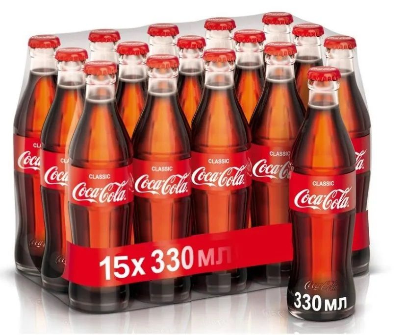Газированный напиток Coca-Cola (кока кола стекло) в стекле 0,33 л 15 шт  #1