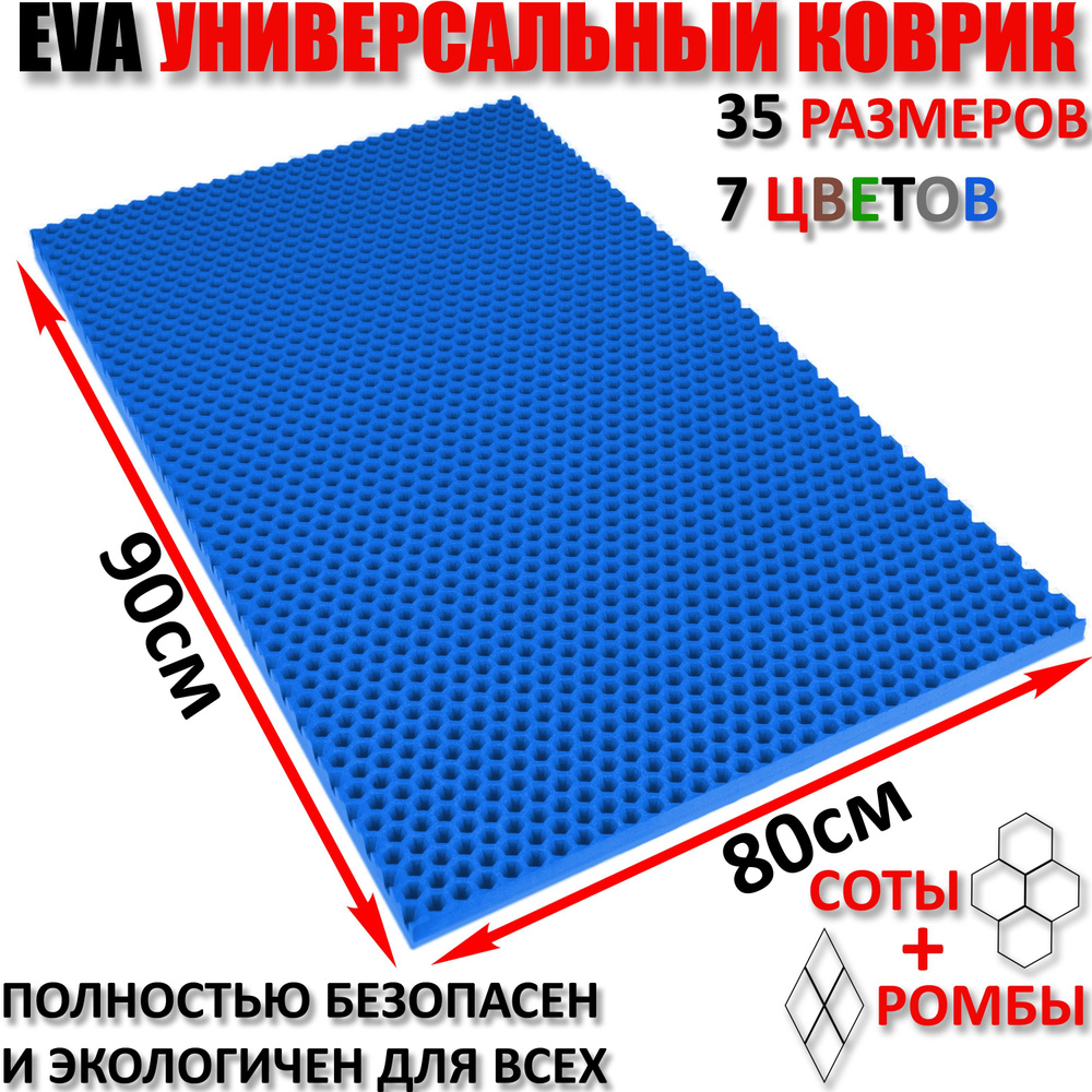 Придверный коврик EVA соты в прихожую для обуви / Синий размер см 90 х 80  #1