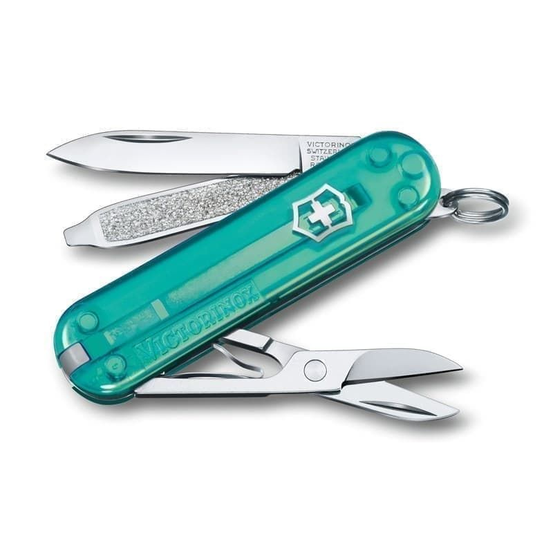 Нож-брелок VICTORINOX Classic SD Colors "Tropical Surf", 58 мм, 7 функций, полупрозрачный бирюзовый  #1