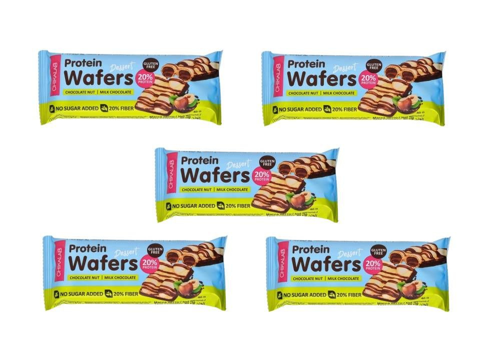 Протеиновые вафельные батончики Chikalab Protein Wafers Dessert Без сахара Шоколадно-ореховый десерт, #1