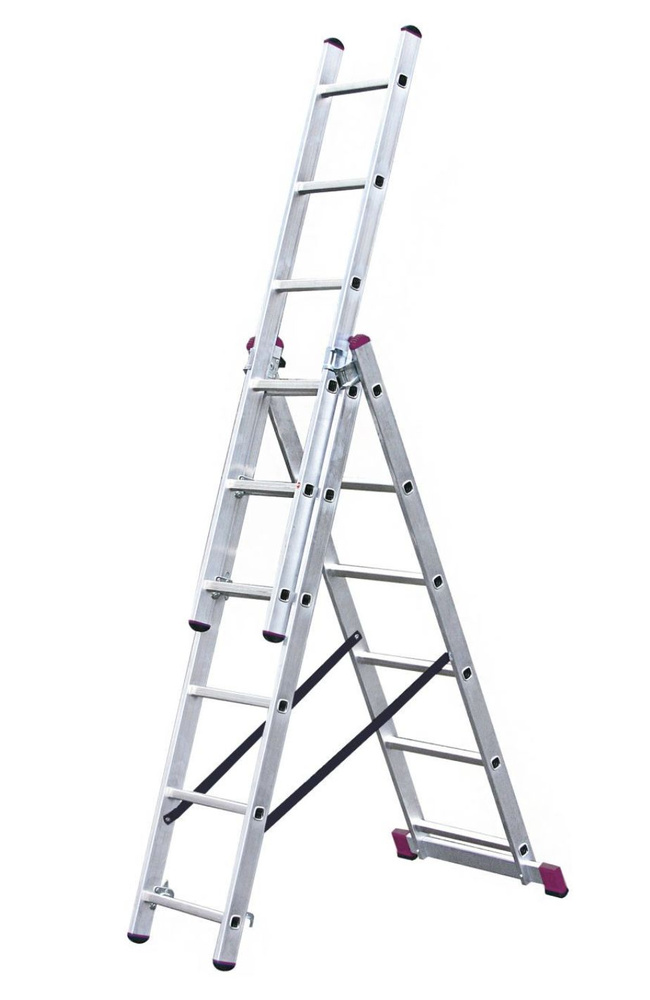 Алюминиевая трехсекционная лестница Krause Corda, 18 (3х6) ступеней, высота 1,7 - 3,65 м, партномер 010360 #1