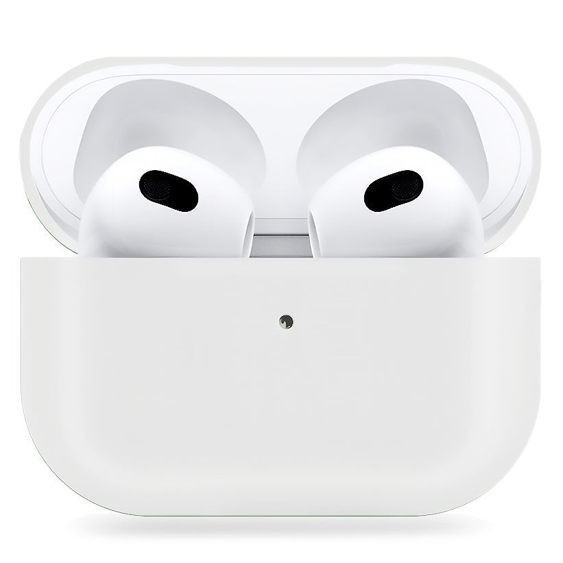 Ультратонкий силиконовый чехол для наушников Apple AirPods 3 / кейс для наушников Эпл Аирподс 3 / белый #1