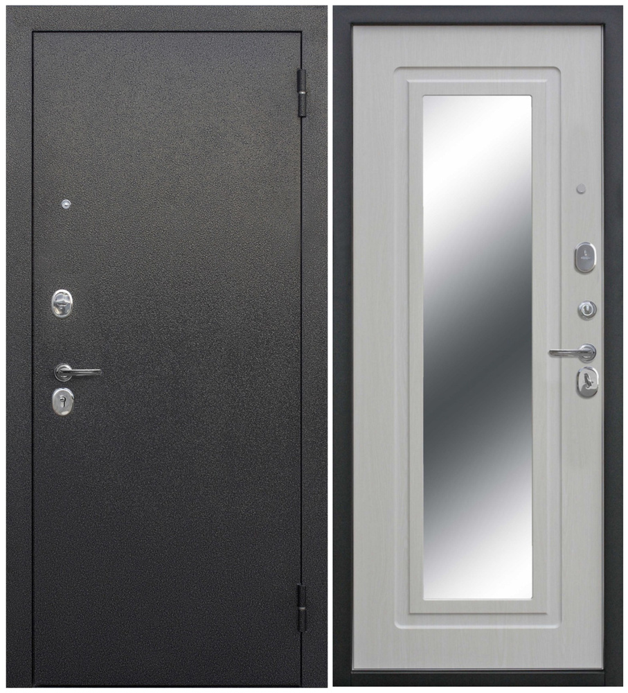Входная дверь Ferroni Царское Зеркало Серебро Белый Ясень (960мм) правая  #1