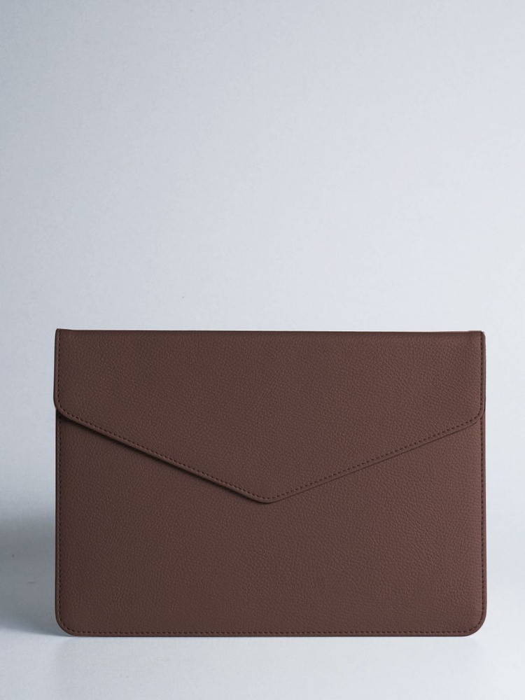 Чехол - конверт для MacBook Pro 16" Pro 15" DOST leather co. из экокожи, Коричневый, папка на магните, #1