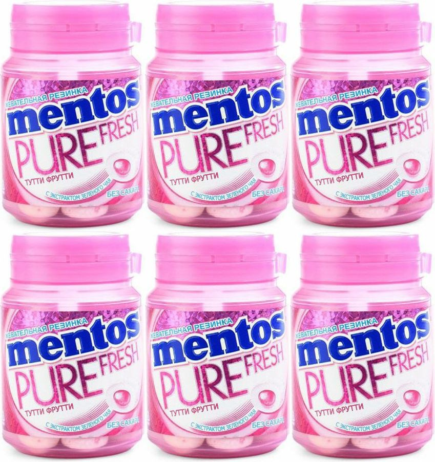 Жевательная резинка Mentos Pure Fresh Тутти фрутти с экстрактом зеленого чая без сахара, комплект: 6 #1