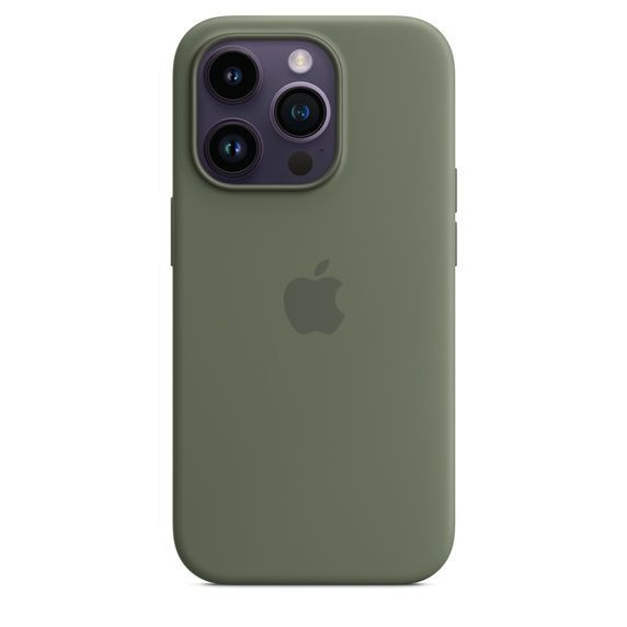 Чехол-накладка для iPhone 14 Pro / Silicone Case MagSafe / Olive + Защитное стекло Sparta  #1