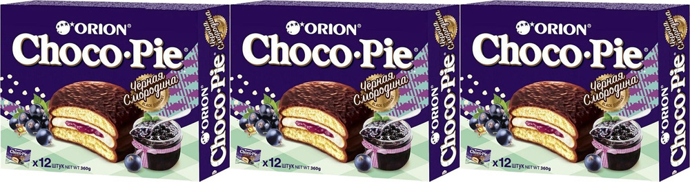 Пирожное Orion Choco Pie черная смородина, комплект: 3 упаковки по 360 г  #1