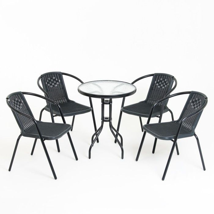 Набор садовой мебели: стол 4 кресла, серый #1