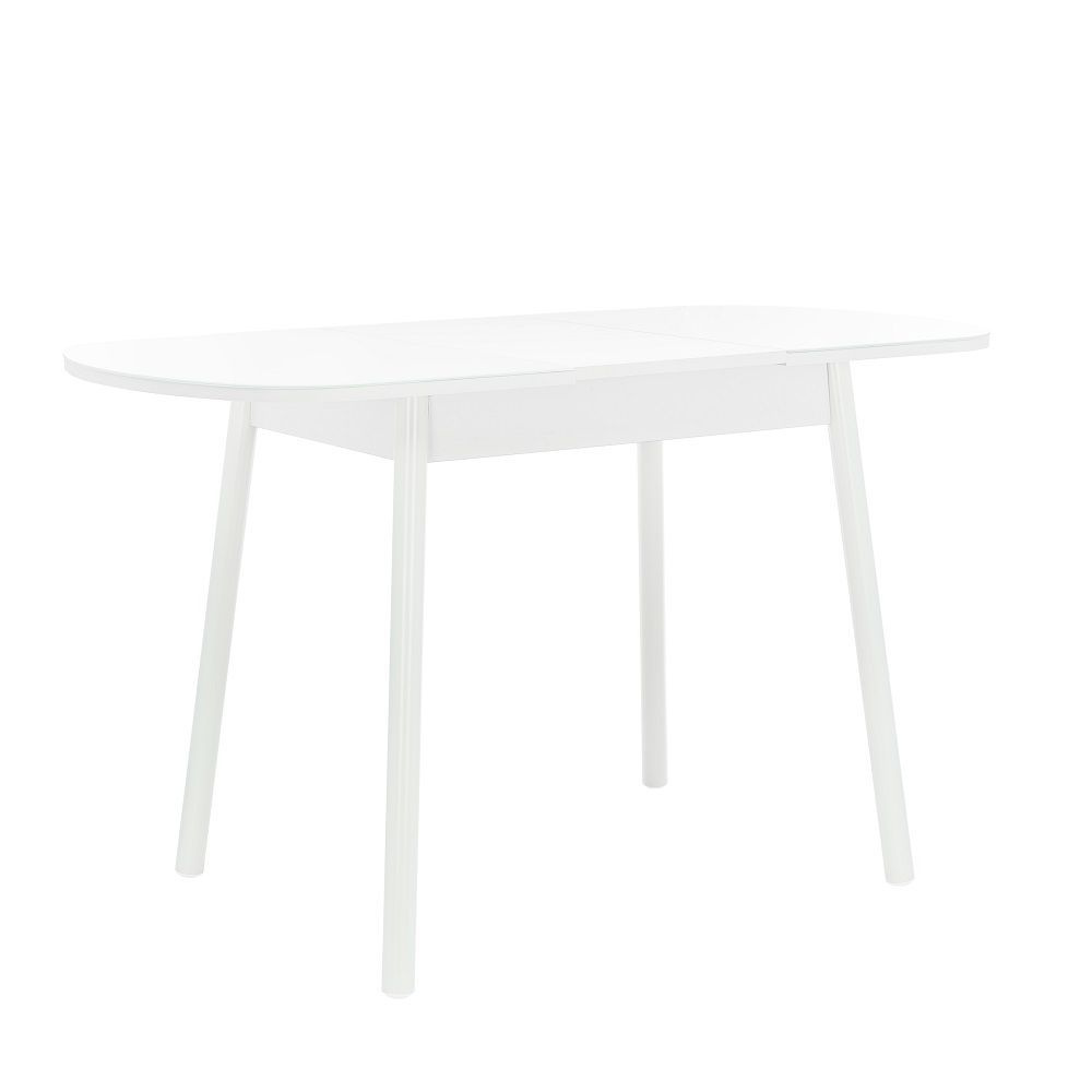 Стол кухонный, Стол обеденный Мидел мини, металл Белый/стекло Белое  #1