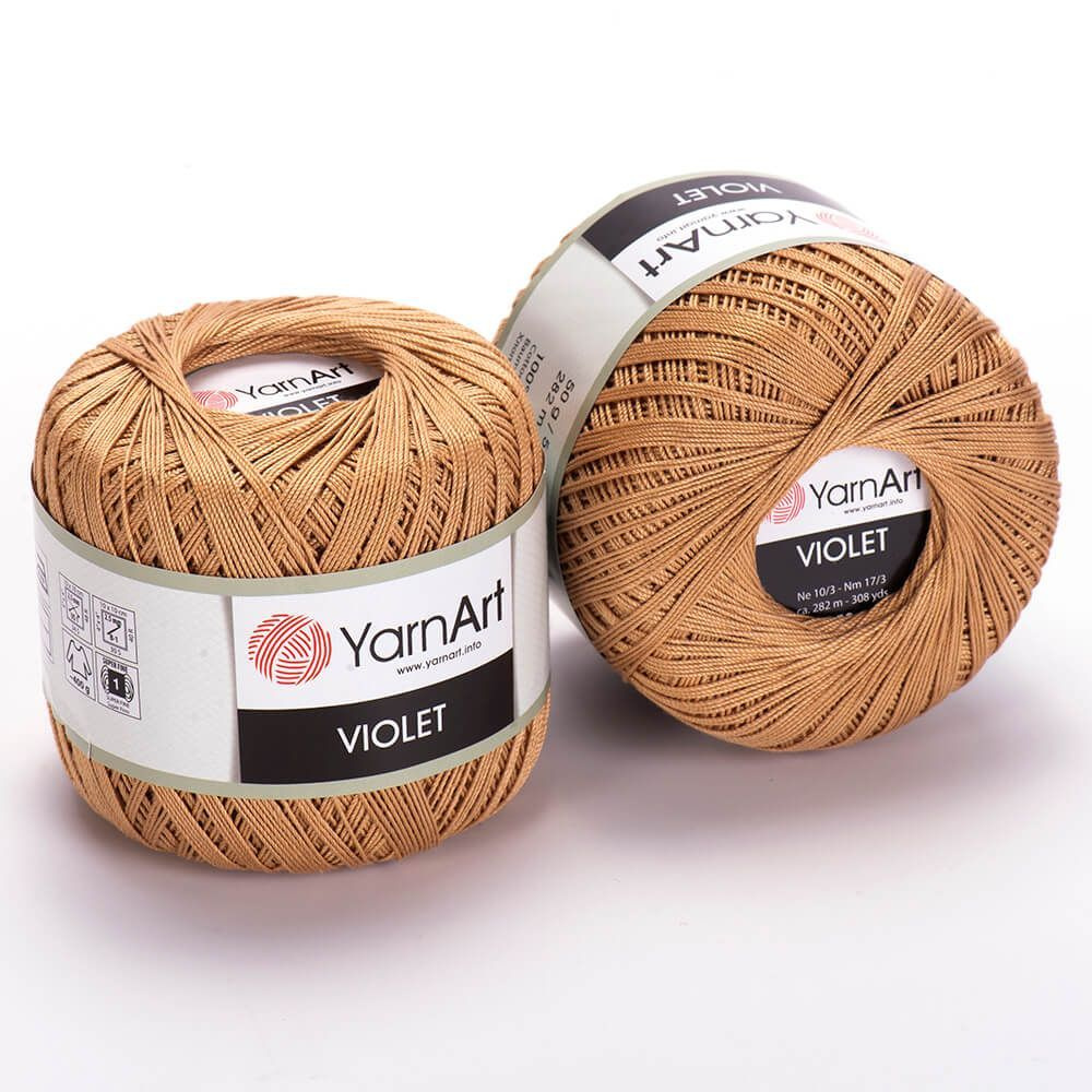 Пряжа YarnArt Violet - 3мотка(5529-песочный) 50г/282м, мерсеризованный хлопок 100%. ЯрнАрт Виолет  #1