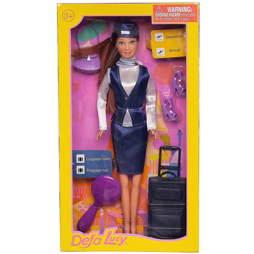 Игровой набор Кукла Defa Lucy Стюардесса в сине-белой форме, игровые предметы, 29 см  #1