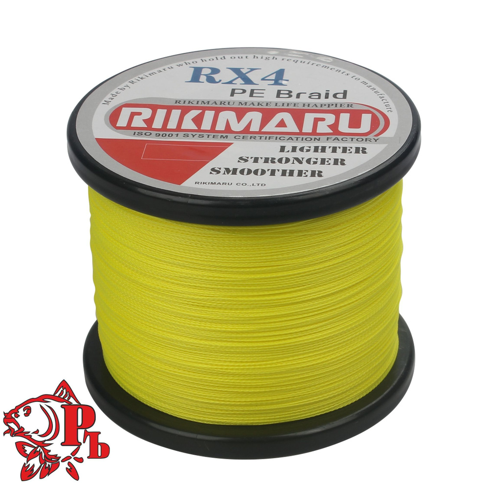 Плетеный шнур RIKIMARU RX4 PEx4 / 0.16мм, 10.0кг, Flou Yellow, 500м, / Леска плетенка для рыбалки  #1