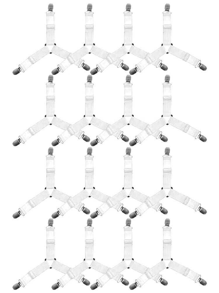 Комплект 4 упаковки по 4 шт, держатели для простыни на резинках с 3-мя фиксаторами, длина 100-365 мм, #1