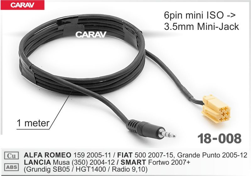 Соединительный кабель CARAV 18-008 для FIAT 500 2007-2015, Grande Punto 2005-2012 (Grundig SB05 / HGT1400 #1