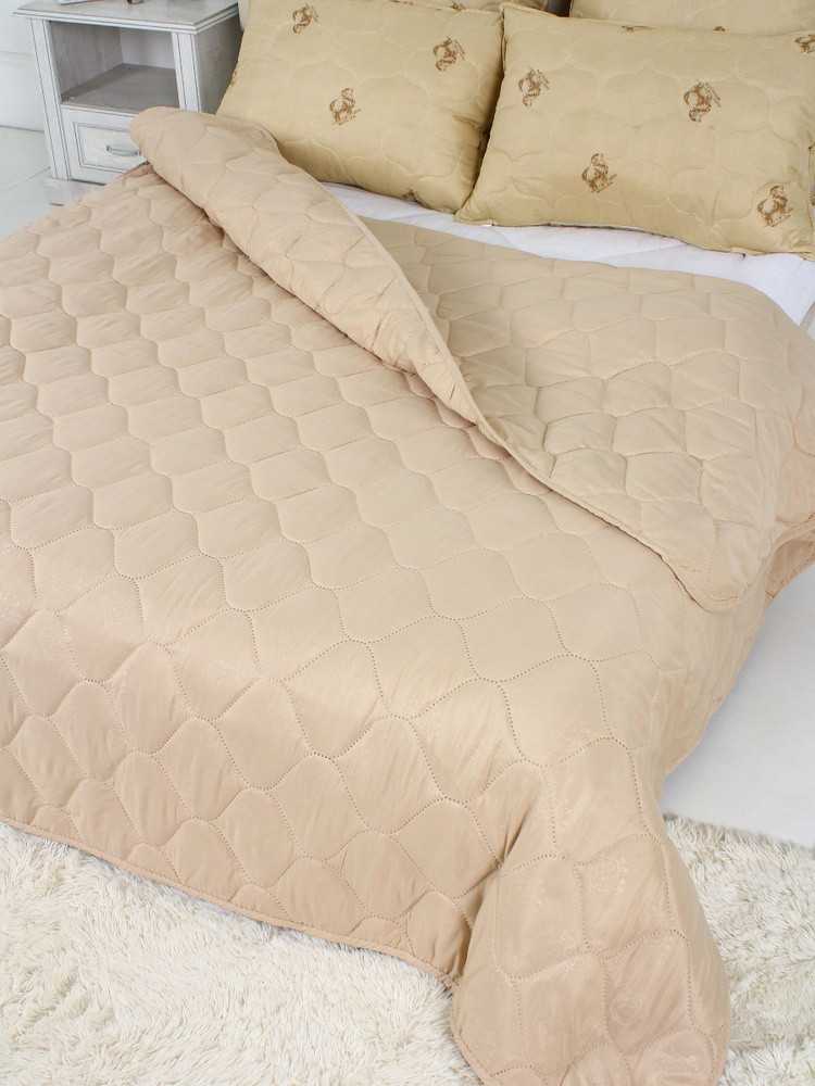 Текстильная компания Багира Одеяло 1,5 спальный 140x205 см, Всесезонное, Летнее, с наполнителем Овечья #1