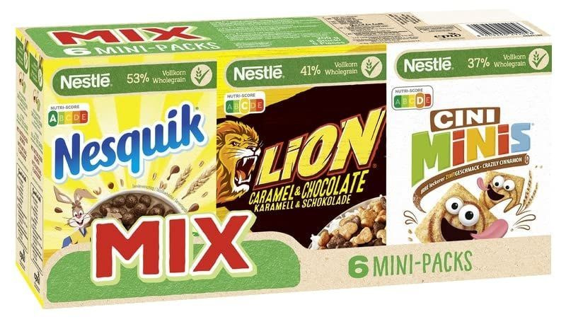 Готовый Завтрак Nestle Mix 6 Mini Packs/Нестле Хлопья Микс Набор 6шт 200гр (Великобритания)/Несквик-Лион-Сини #1