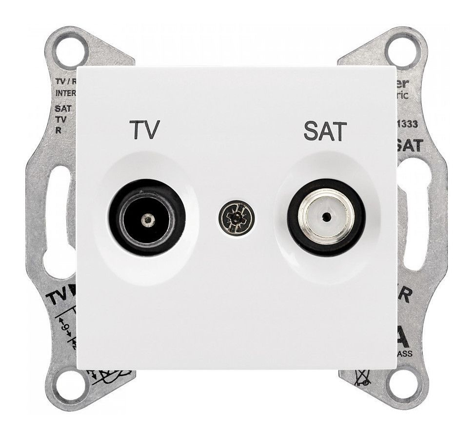 Розетка TV-SAT Schneider Electric Sedna оконечная 1dB SDN3401621 белая (в рамку).  #1