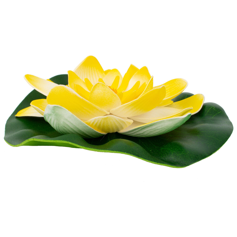 Цветок для водоема Ecotec Лилия пластик бело-желтый 18 см #1