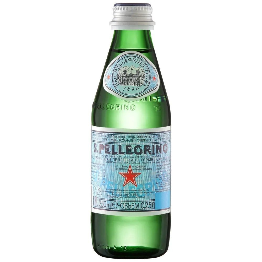 Вода минеральная San Pellegrino (Сан Пеллегрино) 0,25 л х 24 бутылки, газ стекло  #1