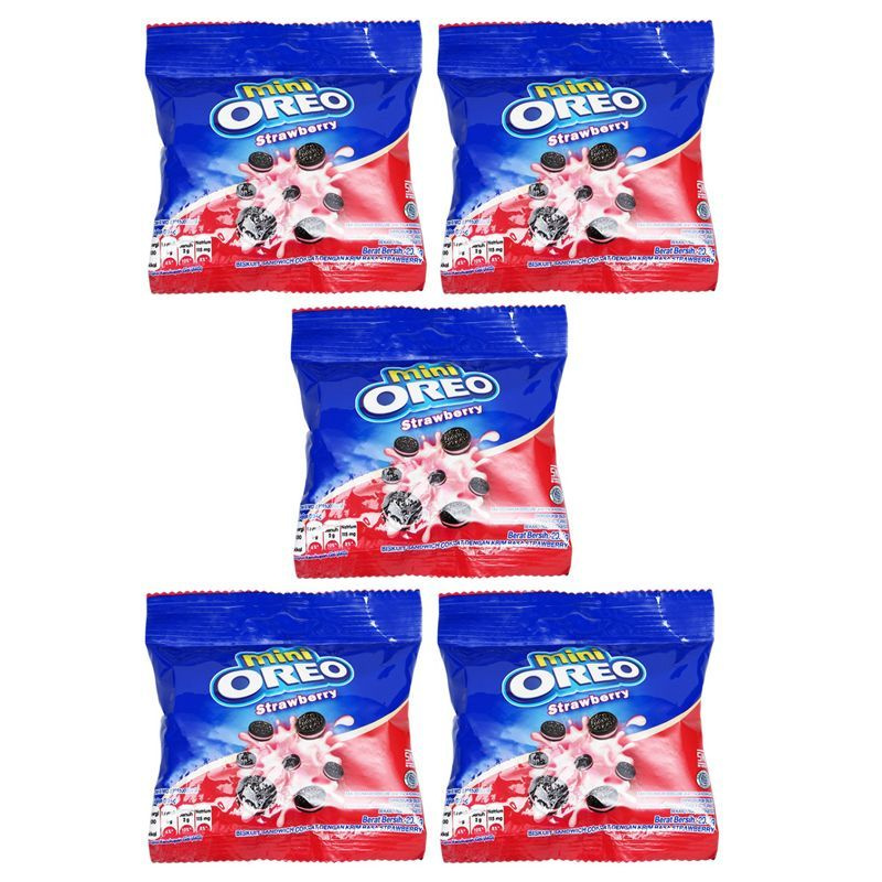 Печенье Oreo мини с клубничным кремом м/у (5 шт. по 20,4 г), Индонезия  #1