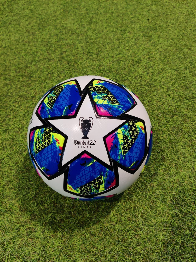 Футбольный мяч Лига Чемпионов, 5 размер, синий, салатовый  #1